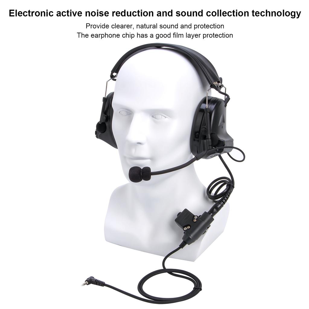 Military Headset 7.1mm Plug Noise Reduction Sound Pick Up Headphone with U94 PPT for     VX‑6R VX‑7R