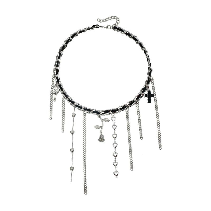 Легкая Бархатная Веревка Распятие Цветок Кулон Ожерелье Регулируемая Длина Дизайны Ключица Цепочка Аксессуар 1