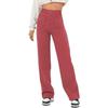 Fashionable Women's Casual Straight Leg Pants with High Waist Button Elastic Band Multiple Pockets Trousers Women’s