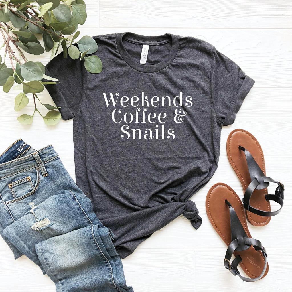 Snail shirt, snail lover gift, snail tshirt, snail tee, snail t-shirt,weekends coffee & snails