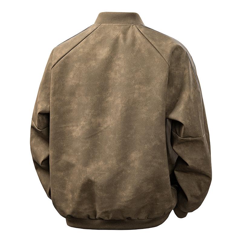 Spring and autumn polished men's leather jacket ruffian handsome stand-up collar locomotive casual trend slim leather jacket jacket jackets