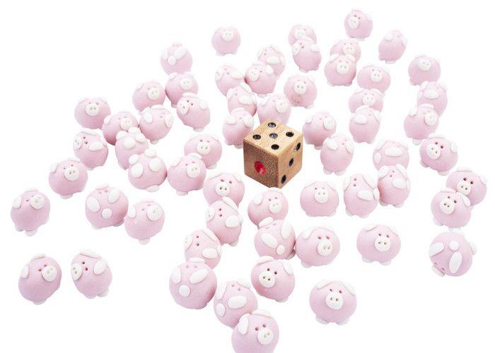Trou du Cochon - Pig Hole - Jeu familial - Ecologique - 60 cochons céramique - Dé et Coffret en bois - 350440 - 6 ans +