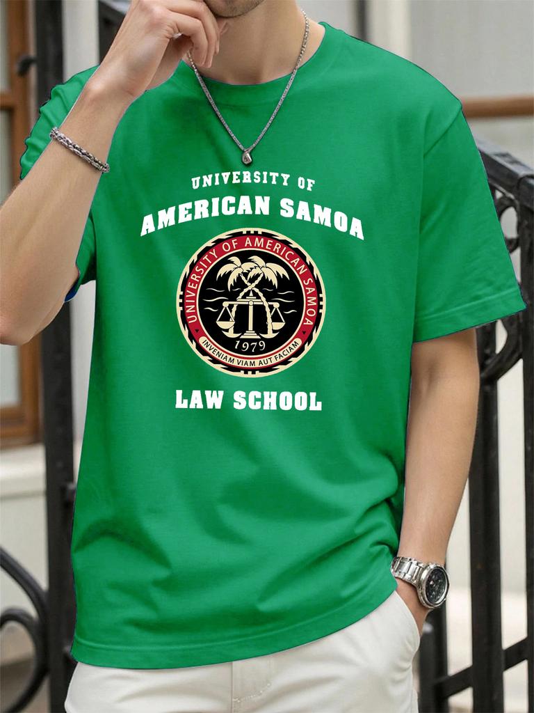 American Samoa Law School Print Men T Shirts AllMatch Cotton TShirt Casual Crewneck Loose Streetwear Man Summer Basics Top