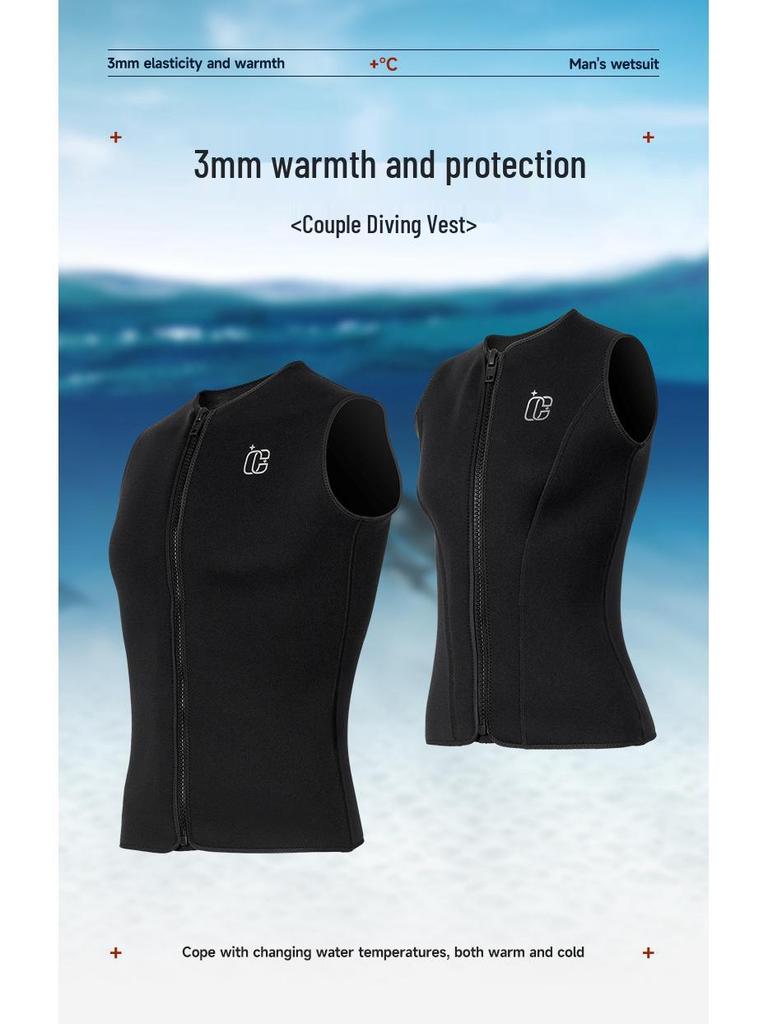 3MM Men's Warm Wetsuit Vest for Snorkeling, Surfing, Fishing, Diving, and Jellyfish Protection