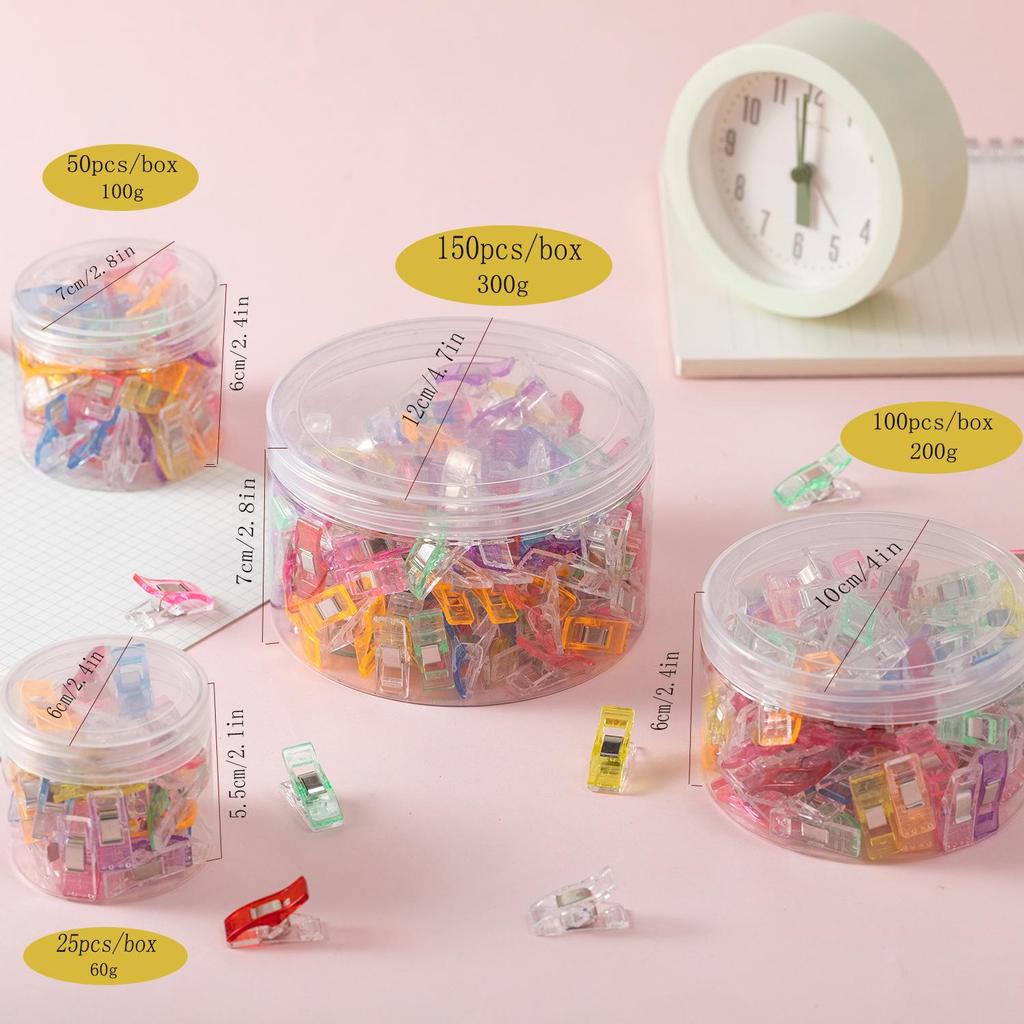 Colorful Plastic Clips for Quilting, Sewing, and Office Use