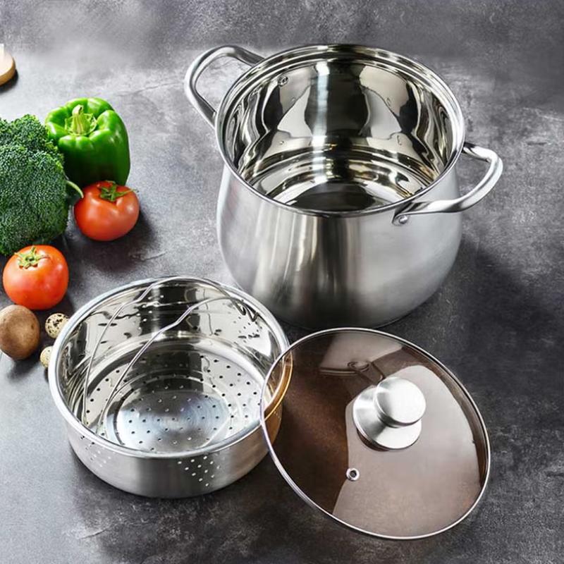 Sigaang 22cm 201 Edelstahl Hoher Suppentopf mit Dämpfeinsatz