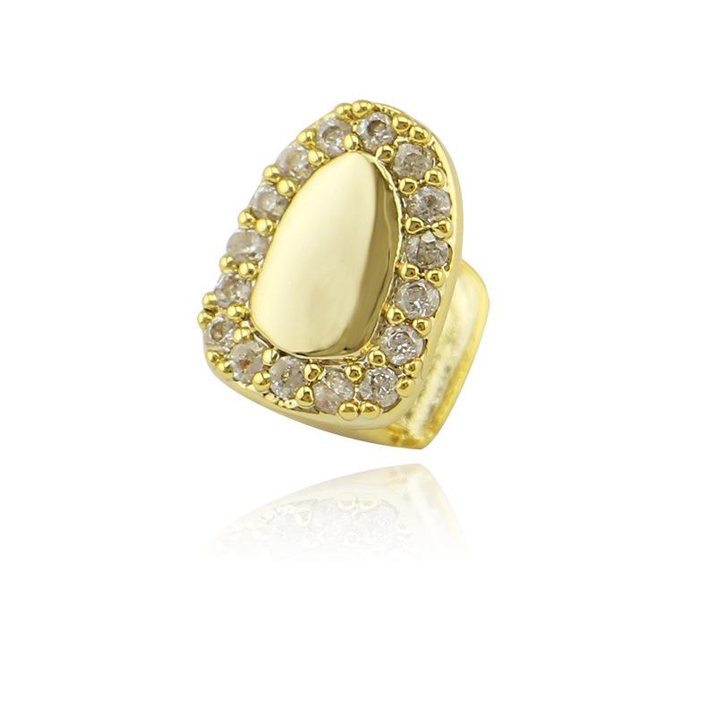 

18K Gold Plated Single Diamond Hip Hop Grillz - Door Style Titanium Alloy