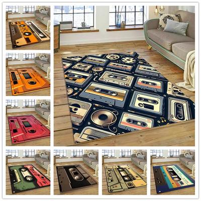 Alfombras de Cassette Retro para Decoración de Sala de Estar Pasillo del Hogar Balcón Alfombrilla de Baño Antideslizante Sala de Estar Sofá Alfombra de Piso Grande