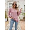 Spring and Autumn Women's Blouse Fashion V-neck Buttons Hollow Loose Long-sleeved T-shirt Tops