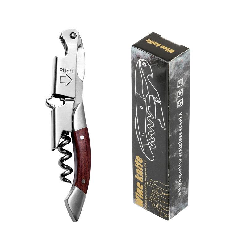 Stainless Steel Corkscrew Wine Key Beer Bottle Opener Foil Cutter Wood Handle Openers Waiters Wine Knife Corkscrews Sommelier