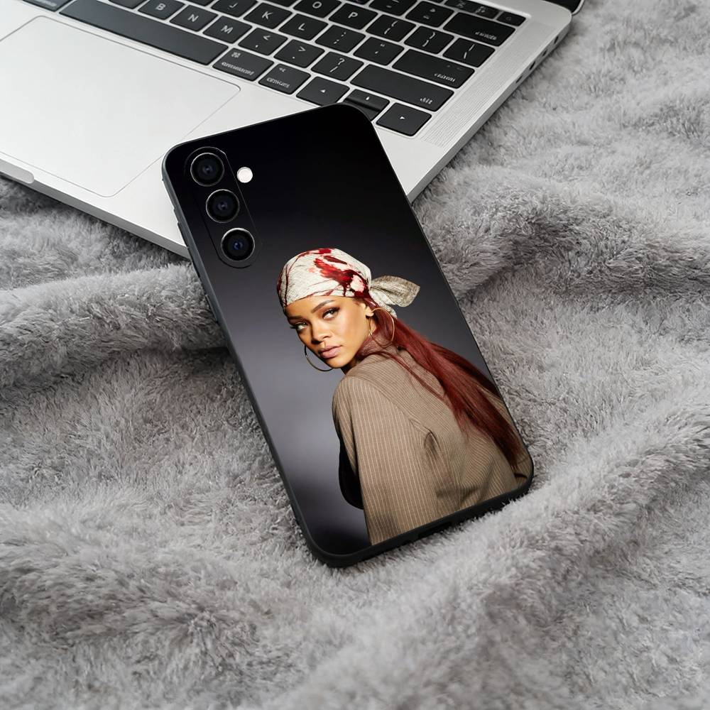 R-Rihanna-pop diva Black Soft Silicone Phone Case for Samsung Galaxy A73, A71, A72, A70, A53, A52, A51