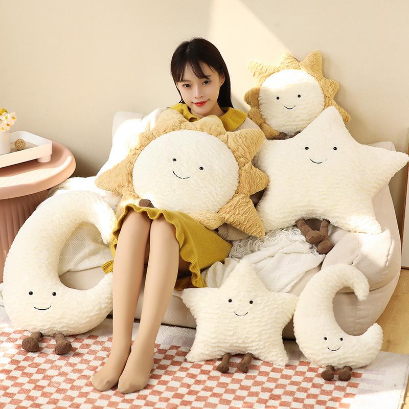 Sun Moon Star Pillow Cartoon Cute Fun Star Moon Night Theme Model Room Home Sofa Bed Decorative Pillow