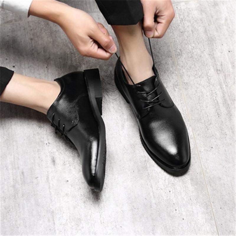 British Men's Shoes Autumn Men's Black Business Casual Leather Shoes Dress Soft Sole Soft Surface Suit Best Man Shoes Wedding Leather Shoes