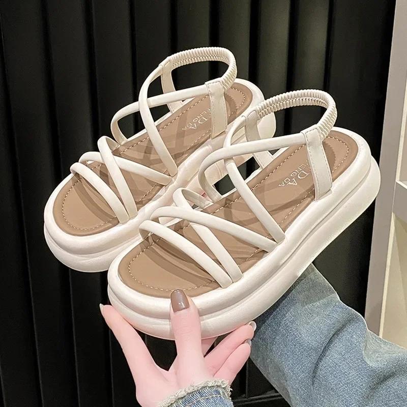 Fashion Summer Flats Platform Women Sandal Shoes New Trend Open Toe Dress Shoes 2025 Designer Casual Walking Shoes Shallow Zapatos Mujer