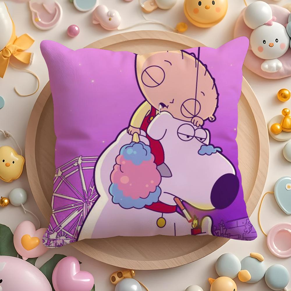 Pikpaka F-Family Funny Guy Cushion Cover Plush Fabric Soft Double-Sided Printed Sofa Warm Winter Home Gift Pillow Cover
