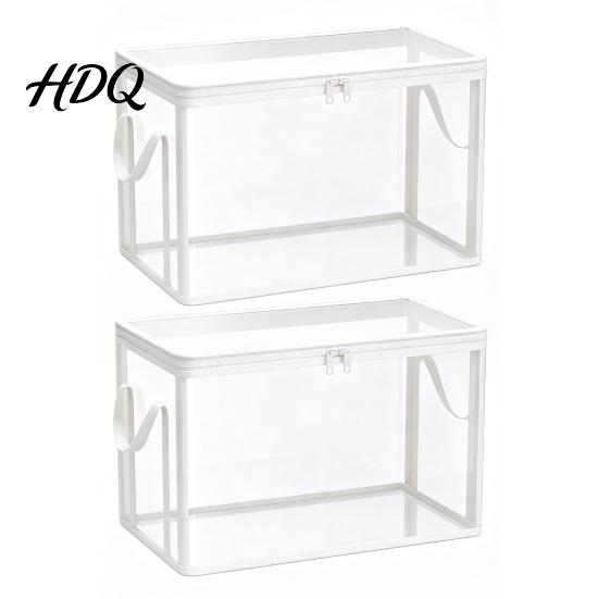 Portable Storage Bags Clear Clothes Bag with Lid And Reinforced Handles Moving Transparent Organizers Bags Waterproof Bedding Dorm Organizer