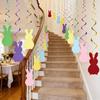 Cartoon Bunny Spiral Hanging Decor Paper Pom Pom Garland  Wedding Anniversary