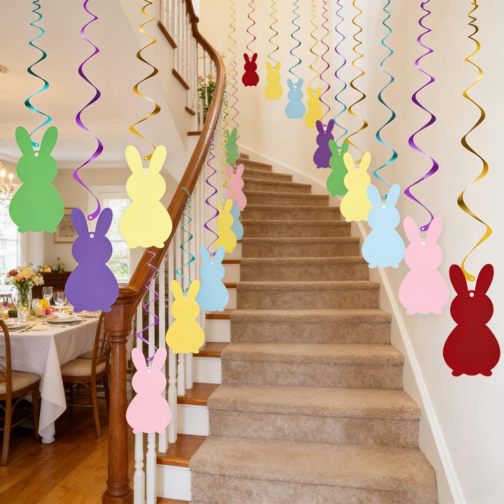 Cartoon Bunny Spiral Hanging Decor Paper Pom Pom Garland  Wedding Anniversary
