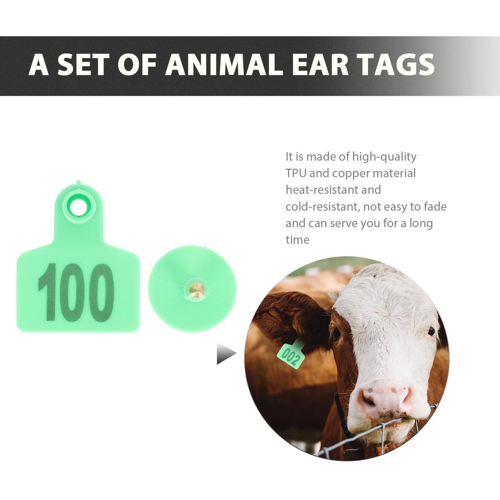 100 Pcs Veterinary Animal Ear Tags Supplies Label Number Identification Copper Livestock