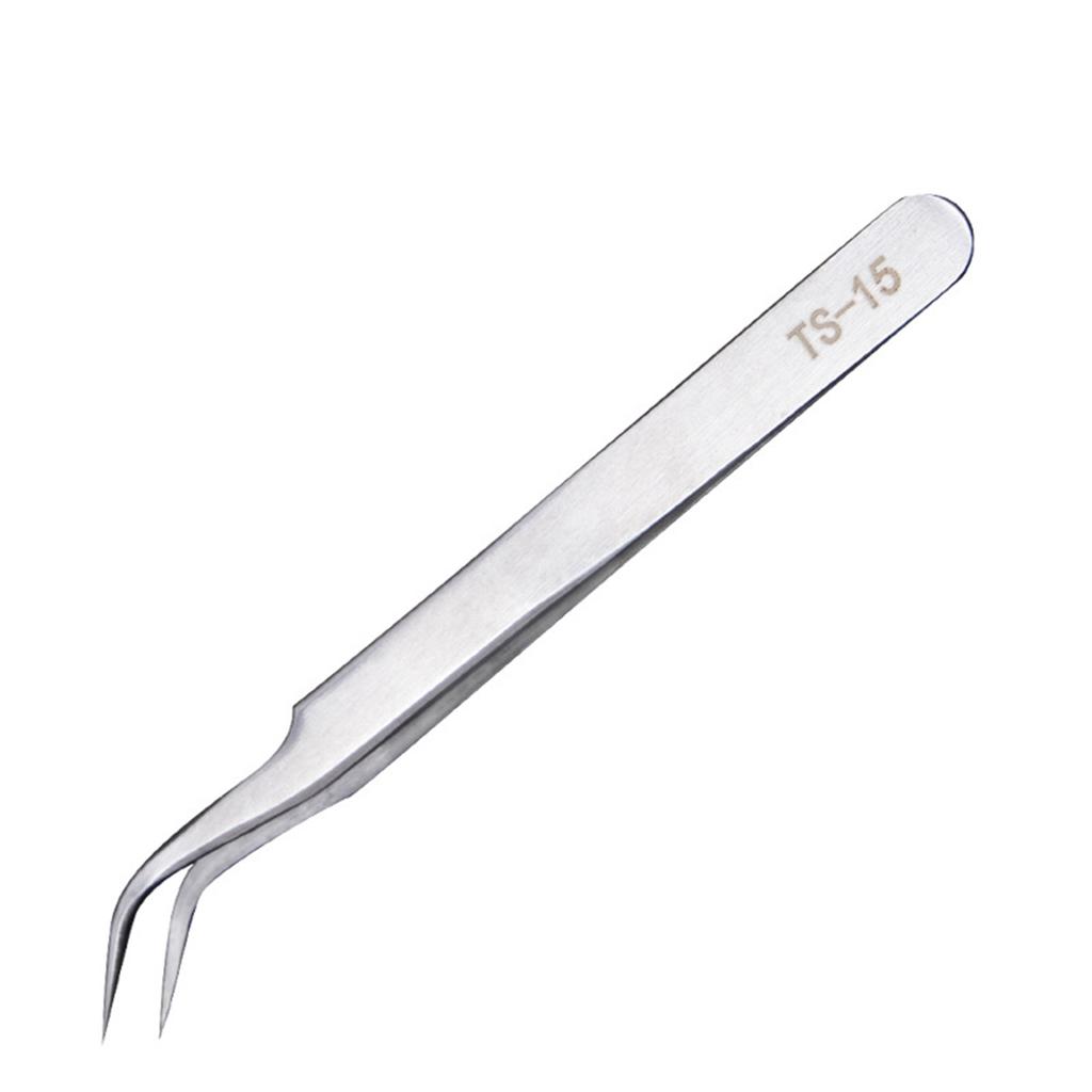 Stainless Steel Eyelash & Nail Art Tweezers Professional Pointed Tip Curved Jewelry Applicator for Nail Decorations False Lashes