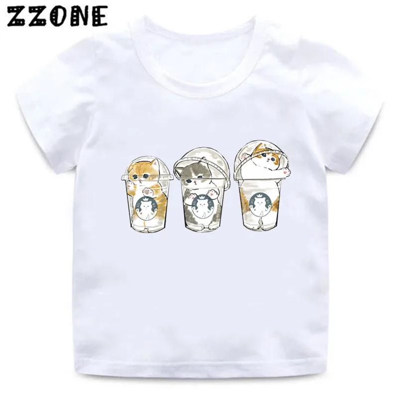 Cute Cat Drawing Print Kids Cartoon Funny TShirts Harajuku Casual Kawaii Baby Boys Summer T Shirt Children Tops Girls Clothes