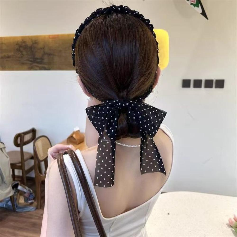 Elegant Dot Ribbon Headband Anti -Slip Hair Tie Fashion Hair Accessories  for Women Girls