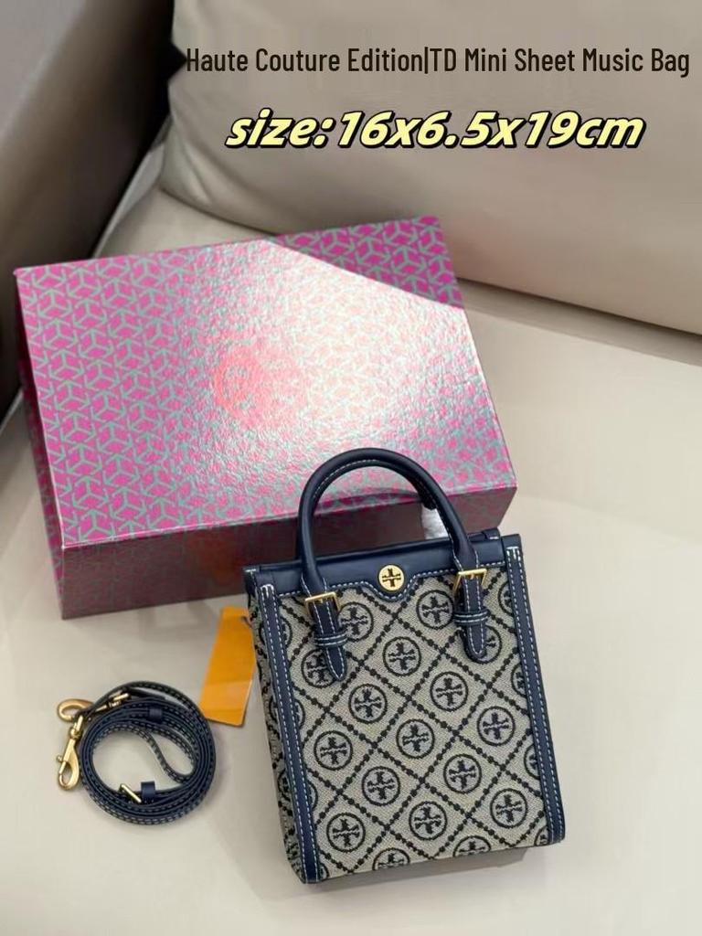 TB Mini Monogram Music Sheet Canvas Tote - Fashionable Handbag & Crossbody Bag for Women