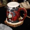 304 Stainless Steel Inner Gothic Flying Dragon Beer Stein Insulated Coffee Mug  Vintage