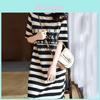 Summer Striped Print T Shirt Dress For Women With Loose Fit And Short Sleeves