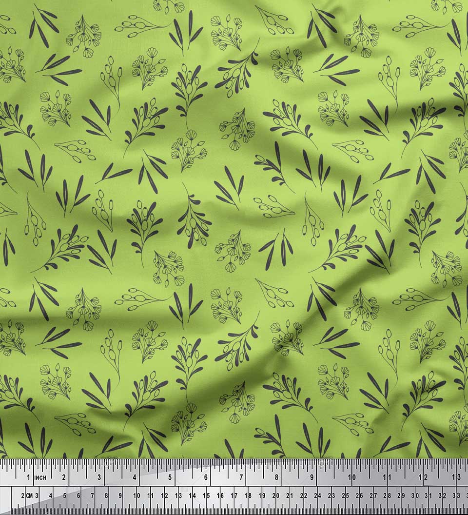 

Soimoi Purple Poly Crepe Fabric Berries Leaves Print Sewing Fabric metre 42 Inch 42 Inch Wide - Poly Crepe зелений