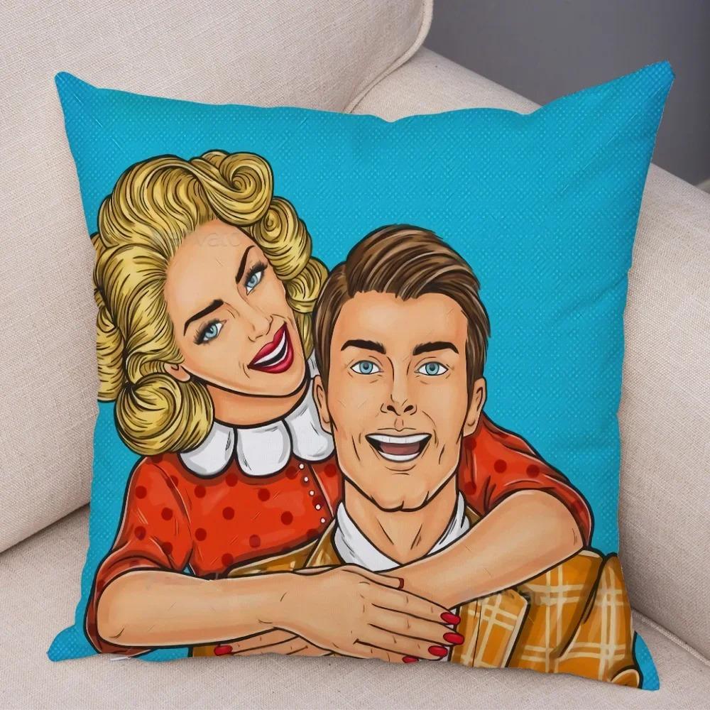 Home Decor Pop Art Style Women With Money Pillow Pattern Cushion Cover Suitable For Sofa Bedroom Car Pillow Cover