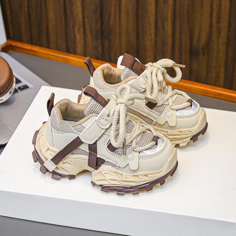 Trendy Kids' Mesh Sneakers: Spring/Autumn, Breathable, Non-Slip, Thick Sole, Fashionable Girls' Dad Shoes
