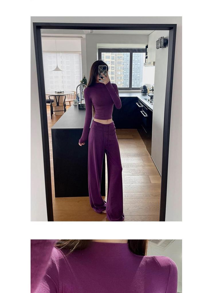 Women's Spicy Girl High Neck Long Sleeve Body-Hugging T-Shirt for Autumn/Winter