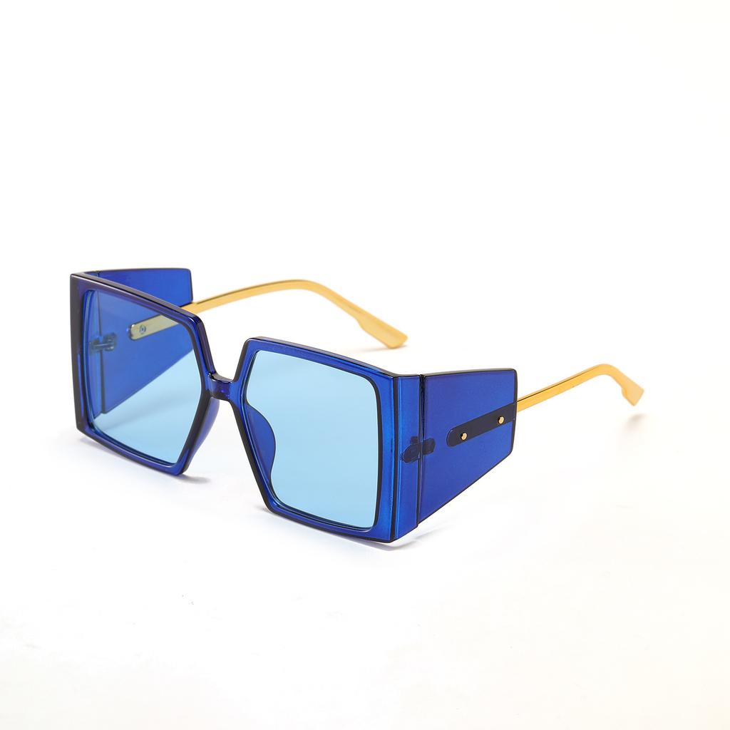 Glasses 2244 Square Large Frame Metal Glasses Legs Jelly-Colored Sunglasses Women, Sunglasses Men