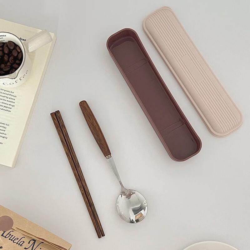 Портативный набор палочек и ложки из дерева венге