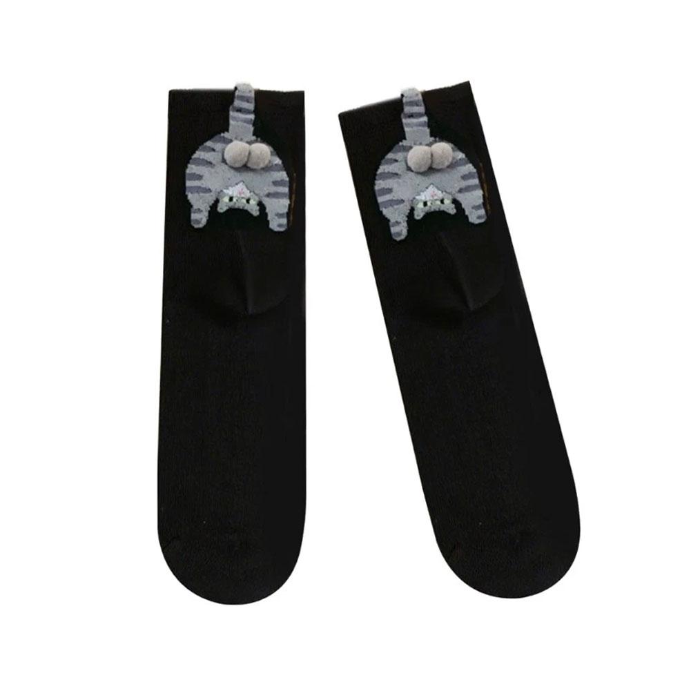 Cartoon Cat Egg Socks Soft Breathable Cute Mid Tube Cotton Socks 3D Cat Egg Balls Unique Design Trendy Funny