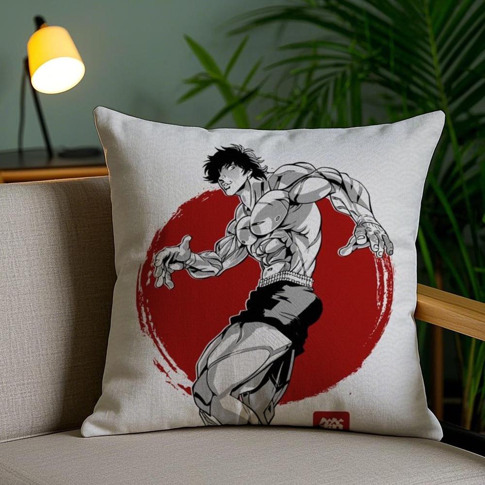 H-Hanma B-Baki Cushion Cover Soft Short Plush Double-Sided Printing Home Decor Machine Washable Pillow Case Gift
