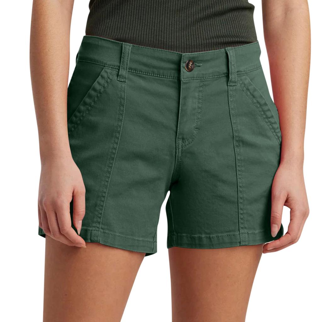 Women's Soft Stretch Twill Short Side Pockets Soft Feel No Button & No Zipper Flattering Fit