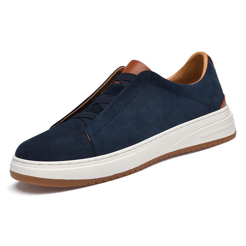 Men's Retro Genuine Leather Suede Slip-On Casual Shoes with Soft Sole - Trendy Black
