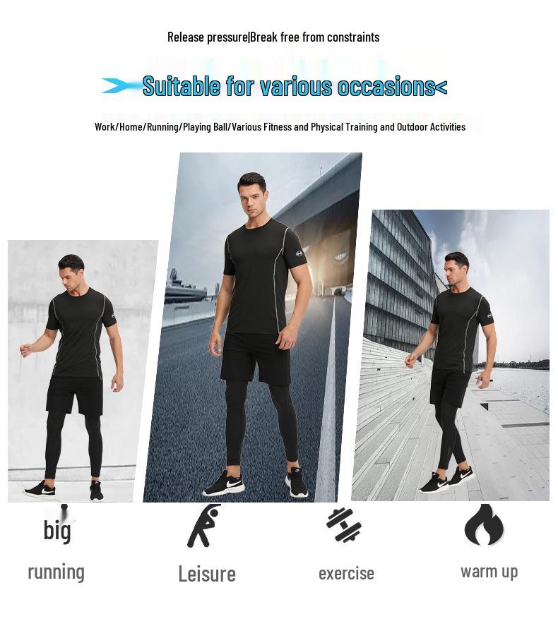 Outdoor Men's Quick-Dry Two-Piece Running Suit for Spring and Autumn.