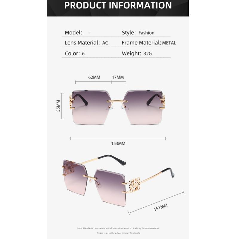 Damenbrille Sonnenschutz UV-Schutz Mode Persönlichkeit Retro Künstlerische Straßenaufnahme Konkave Form Reise Chinesischer Knoten Randlose Sonnenbrille