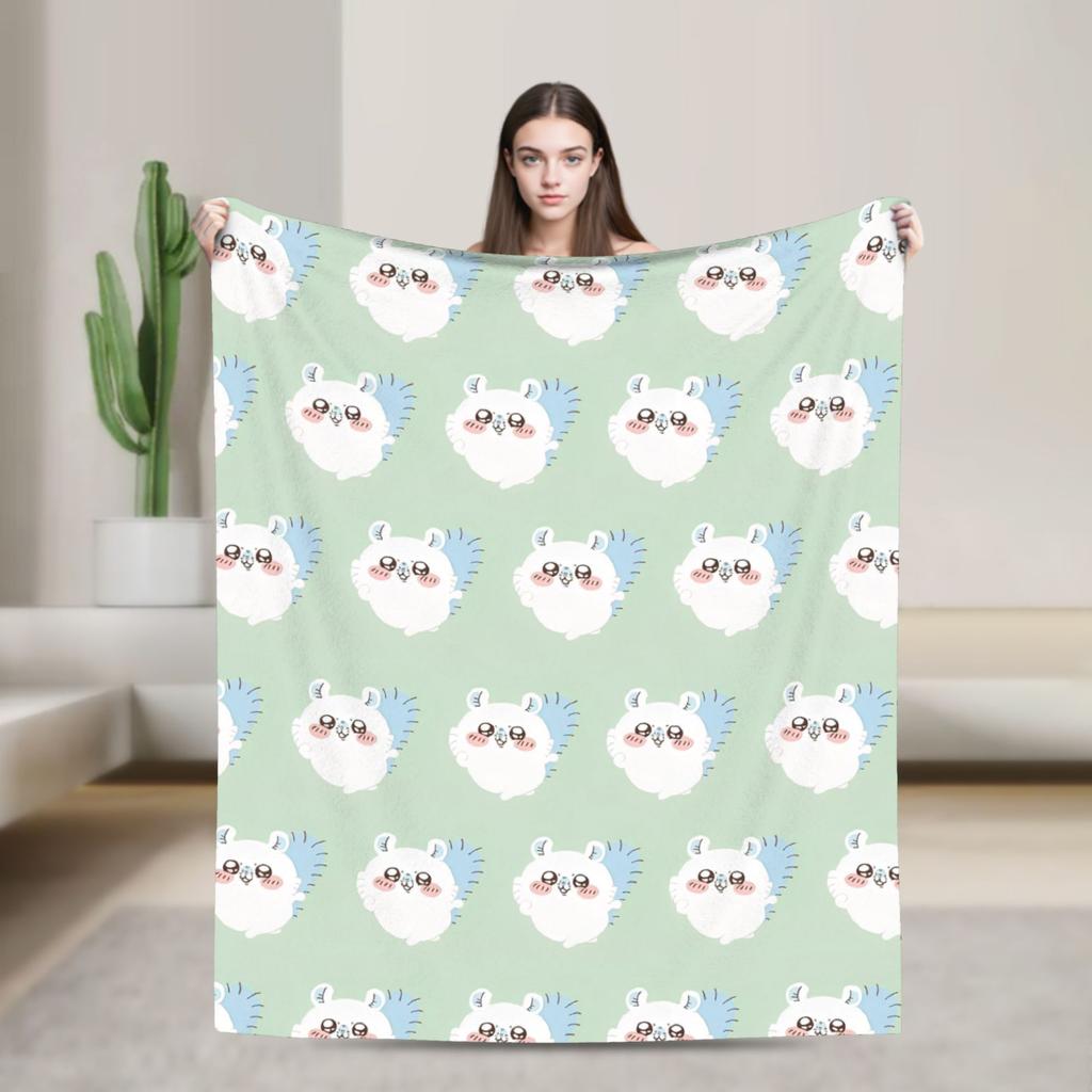 Cute Momonga C-Chiikawa Cartoon  Blankets Flannel Print  Multi-function Ultra-Soft Throw Blanket for Home Bedroom Rug Piece