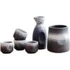 6 PCS Sake Set with Warmer, Japanese Traditional Ceramic Japanese Sake Cup Sets with Warmer, 1 Sake Pot, 4 Sake Cup and Warming Pot