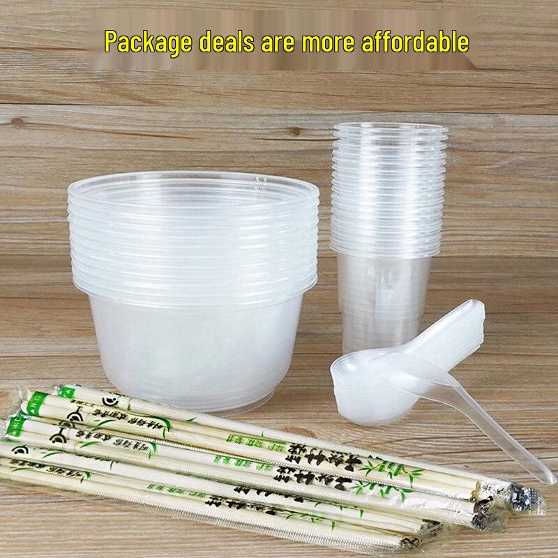 ZISIZ Disposable Plastic Bowl and Chopsticks Set