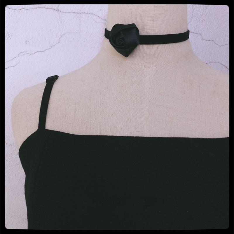 Fashion Choker Necklace Women Silk Satin Rose Necklace Flower Rose Chocker Clavicle Chain Party Sexy Jewelry Ornament