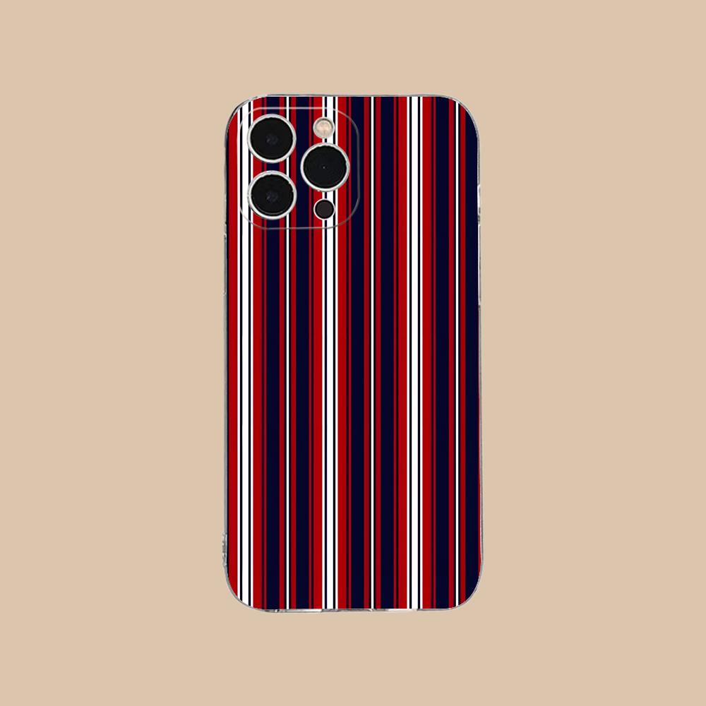 Red Blue Stripe Mobile Phone Case for iPhone 17 16 15 14 13 12 11 X XR XS Air Pro Max Plus Mini Clear Colorful Cover Cellphones