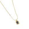 18K Gold-Plated Stainless Steel Necklace with Blue Zircon - European and American Style