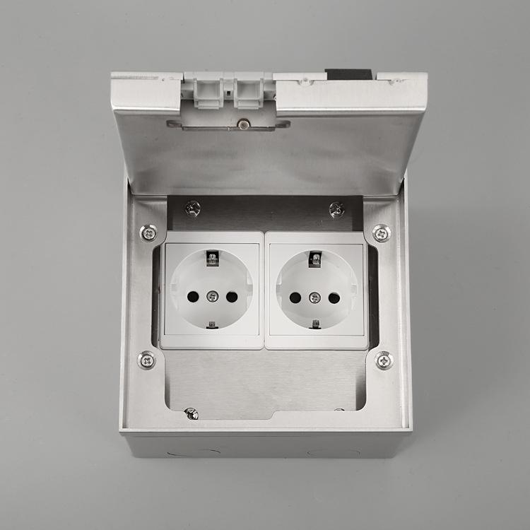 Stainless Steel Marble Style USB-C Floor Socket Box with Flip-top, Euro/German Standard