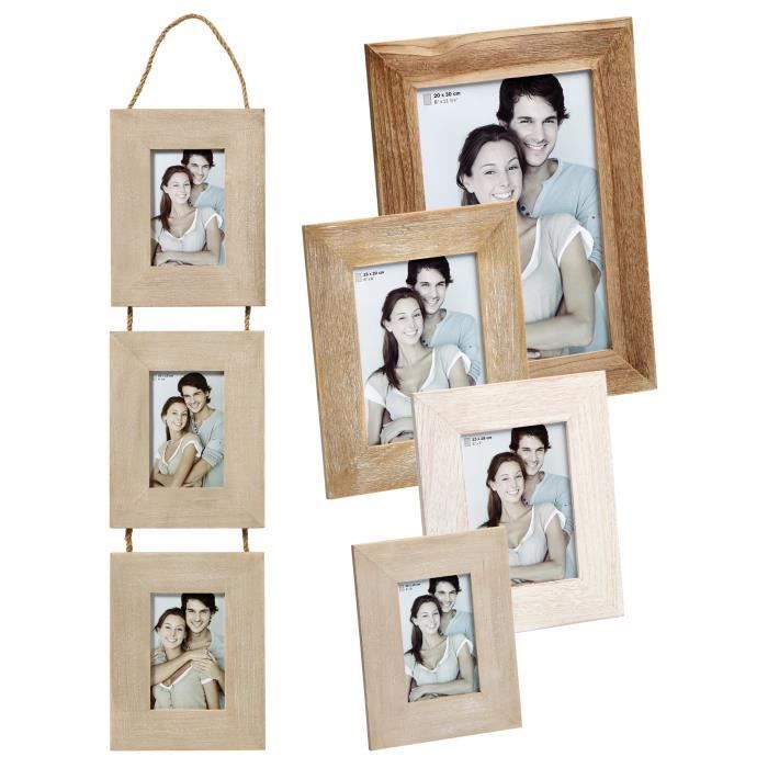 Cadre en bois - LIMMERICK - 015x020 - Brun - Profil large avec patine - Verre clair