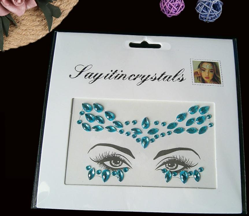 Glitter Crystal Face Stickers For Party Festival, Mermaid/Mixed Style, Random Colors & Shapes